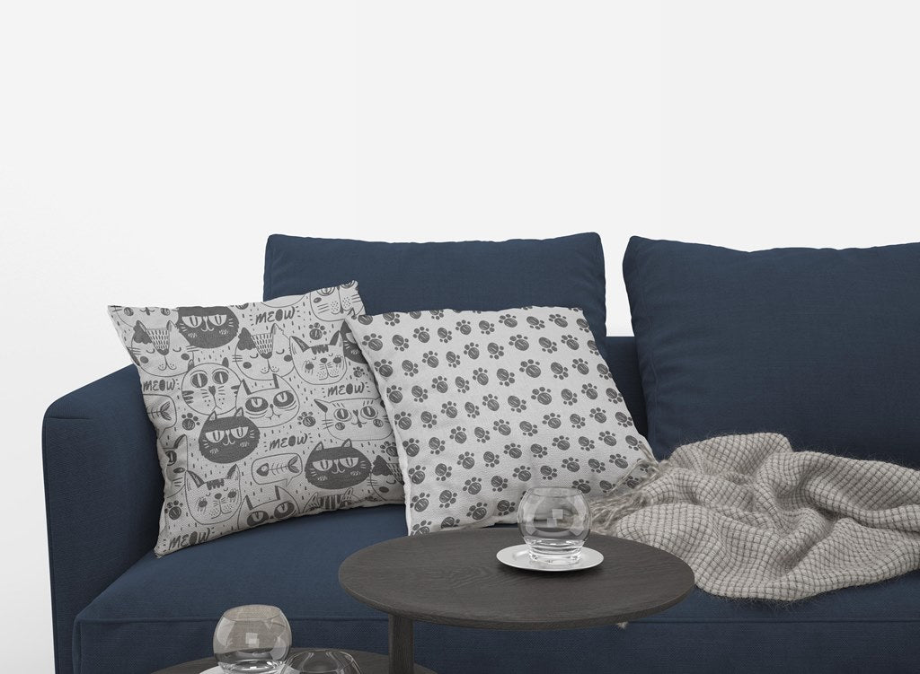 4 Housses de coussin à motif de chat, 40×40 cm