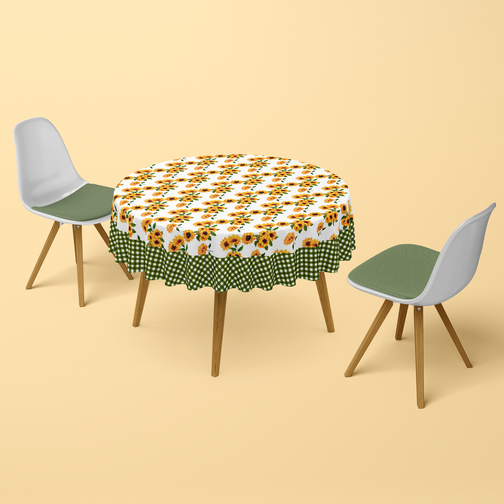 Nappe de table ronde Papatya vert et orange 150cm imprimé