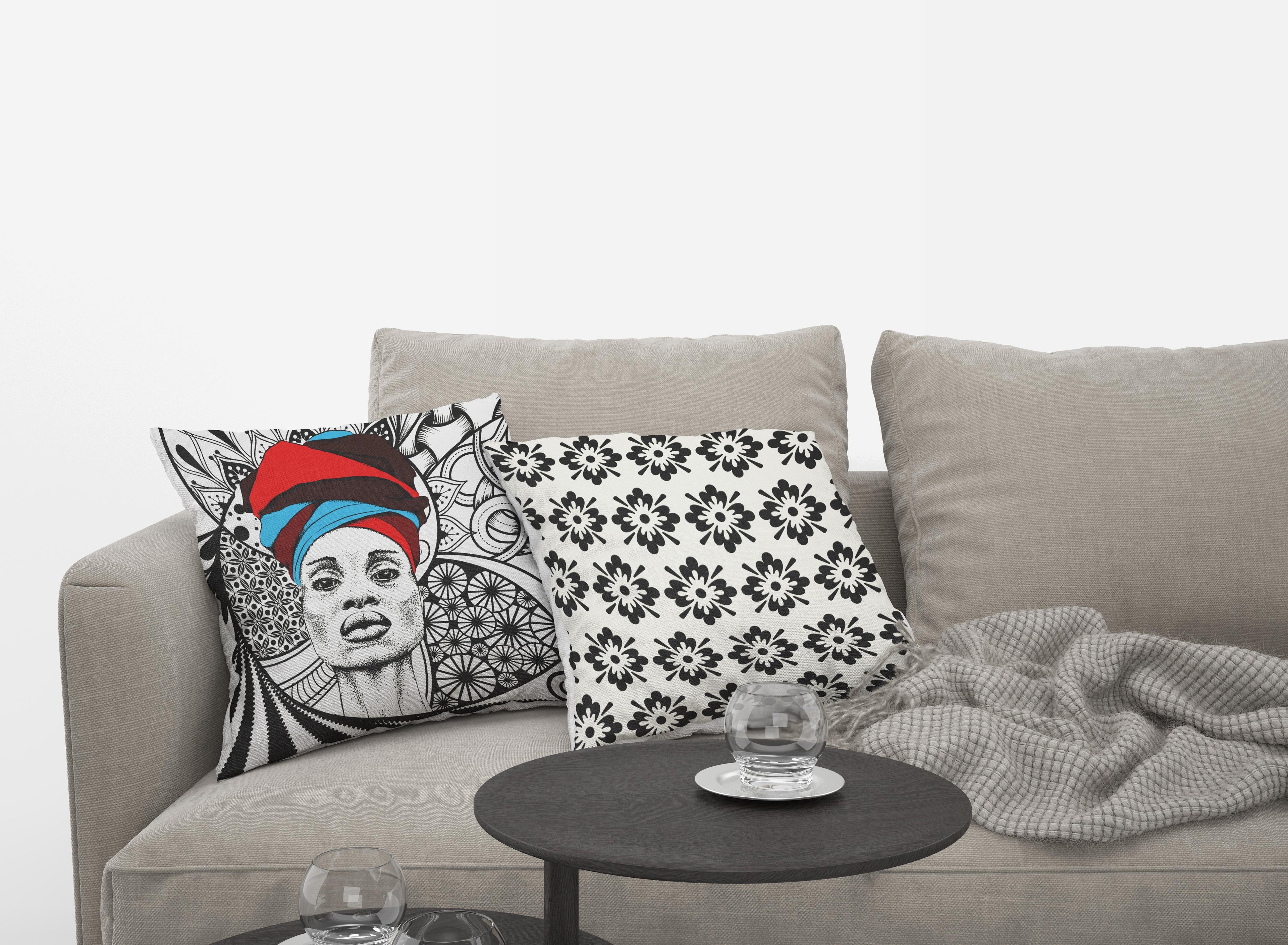 4 housses de coussin AfroWoman imprimées, 40*40cm