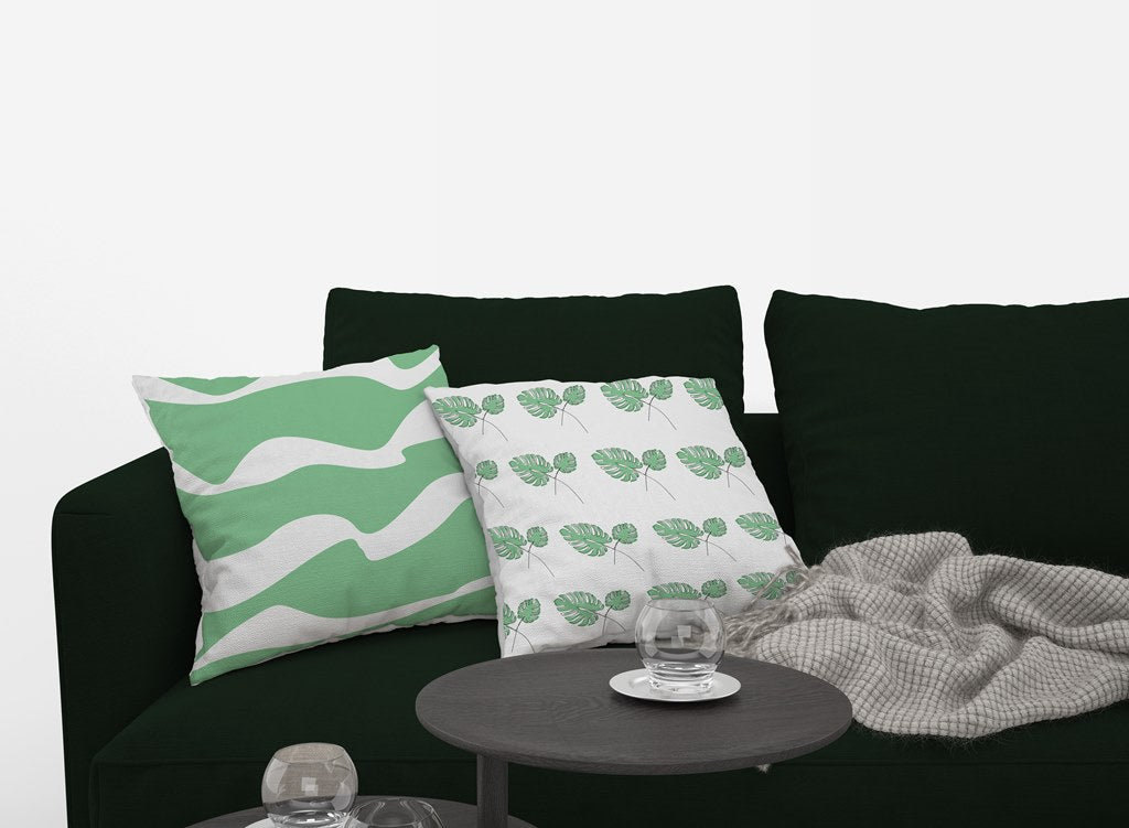 Lot de 4 housses de coussin imprimées, motif feuilles colorées, 40×40 cm