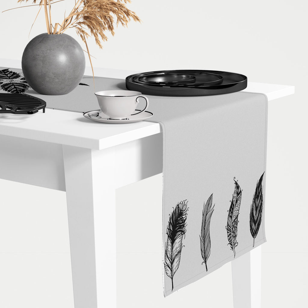Chemin de Table Imprimé Plume 45/150 cm