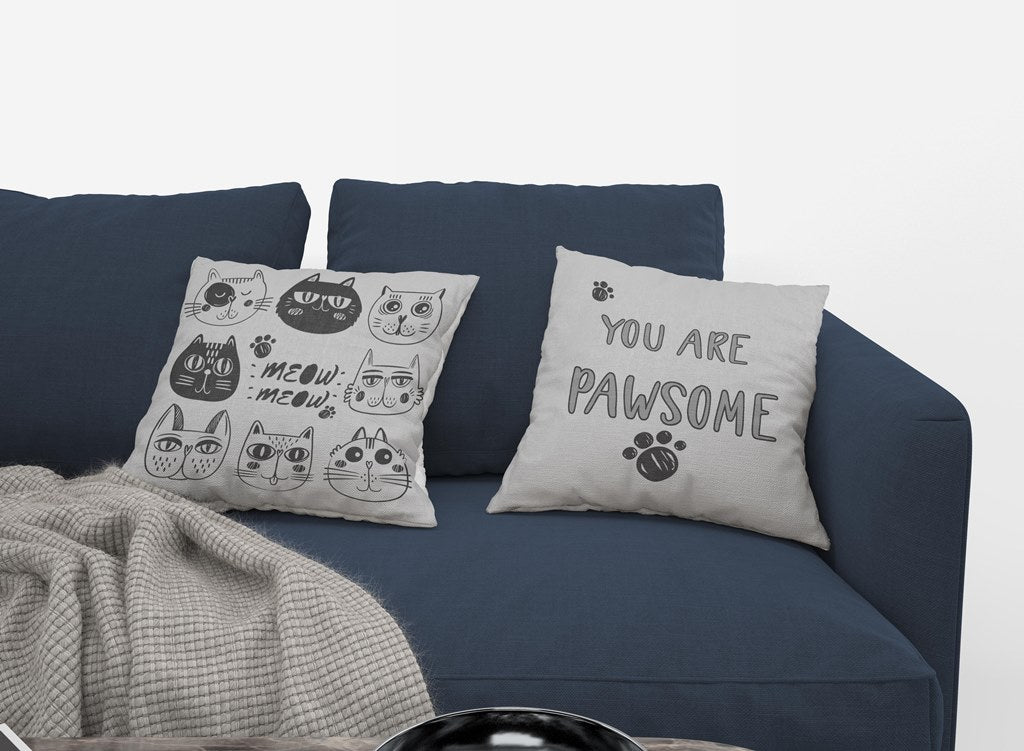 4 Housses de coussin à motif de chat, 40×40 cm