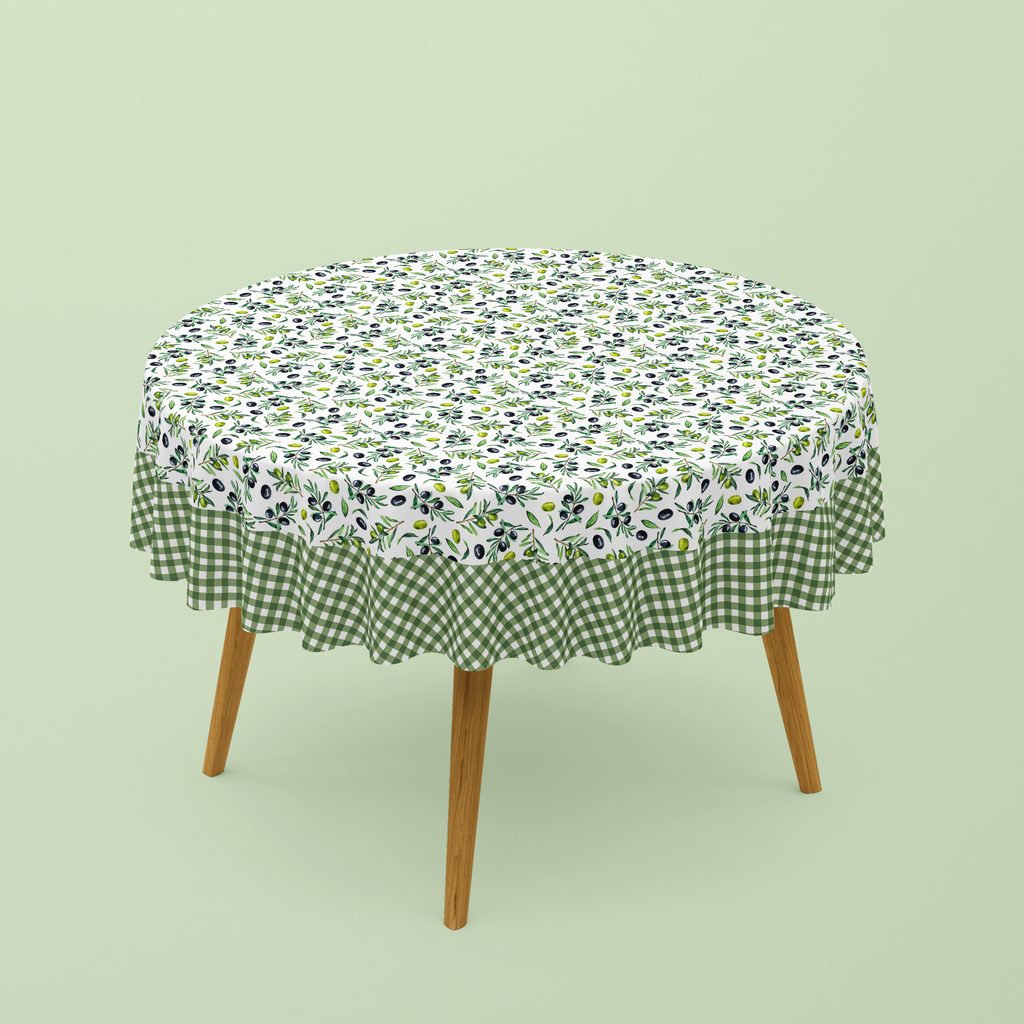 Nappe de table ronde Olive 150cm imprimé