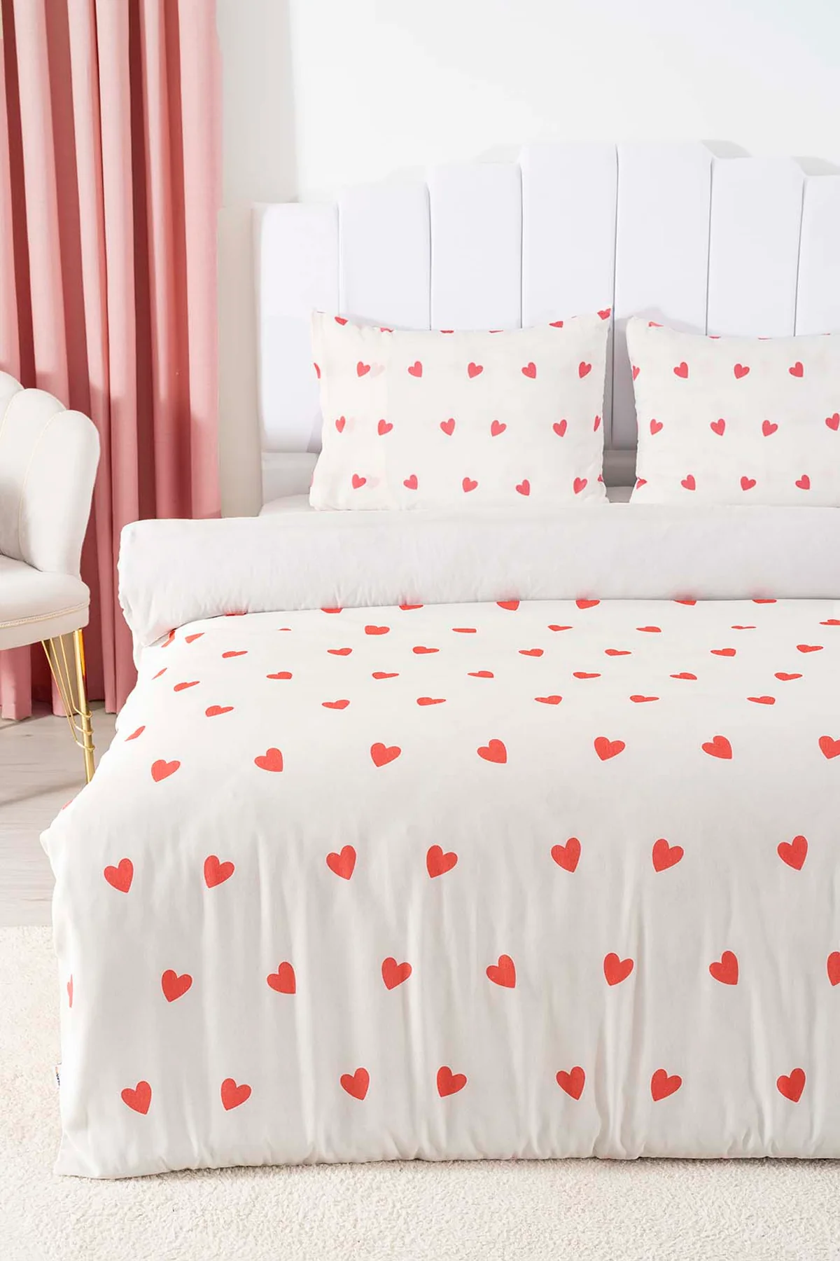 Ensemble de housse de couette d’une double kırmızı kalplı