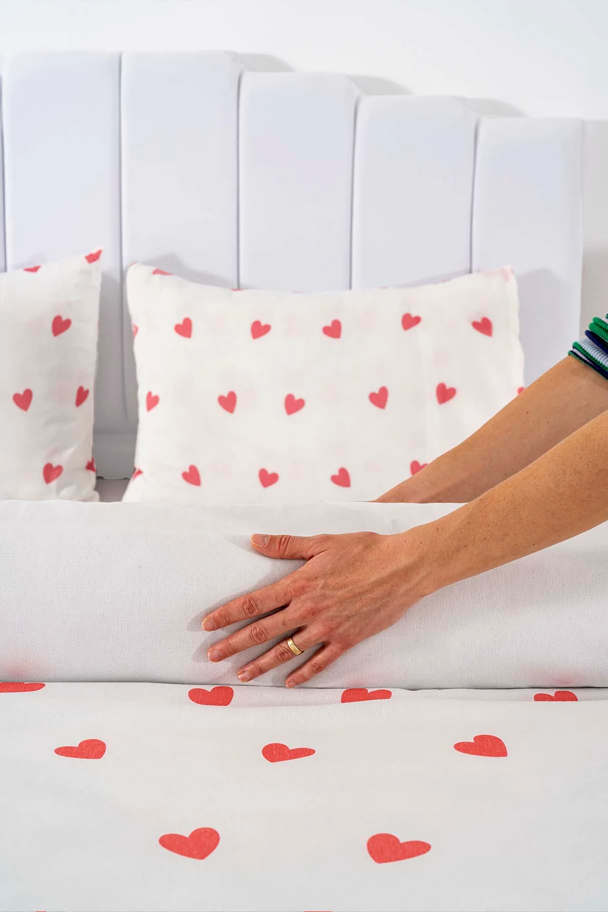 Ensemble de housse de couette d’une double kırmızı kalplı