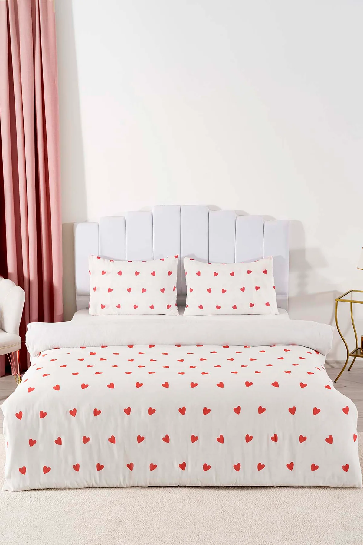 Ensemble de housse de couette d’une double kırmızı kalplı