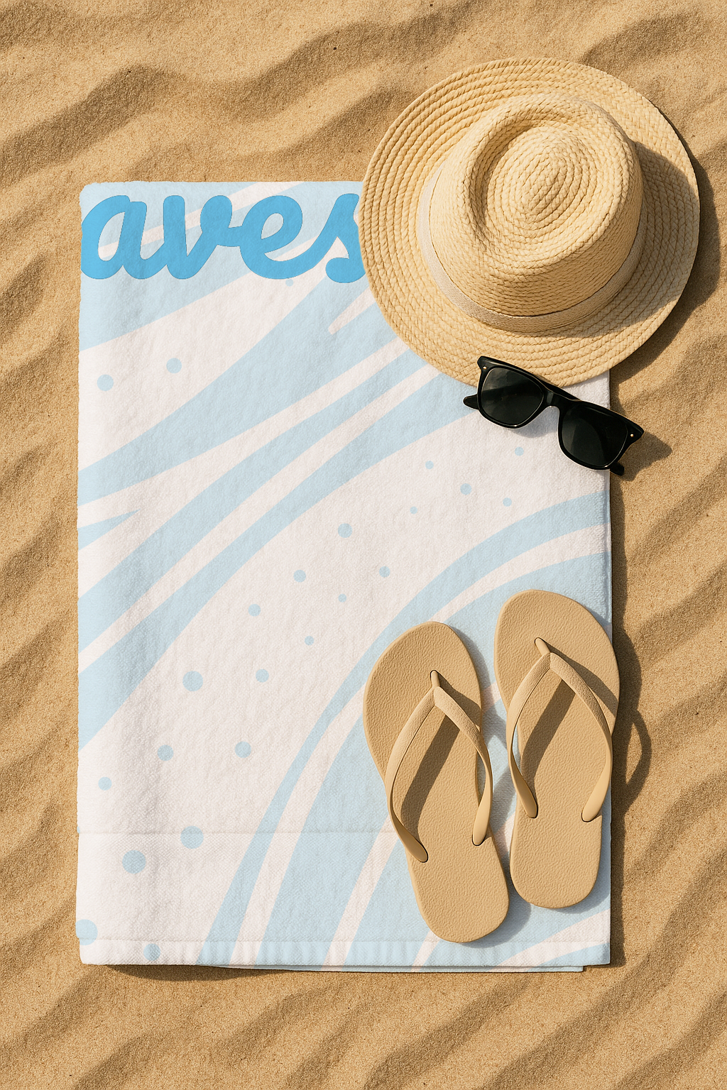 Serviette imprimée happiness bleu  70 * 150cm