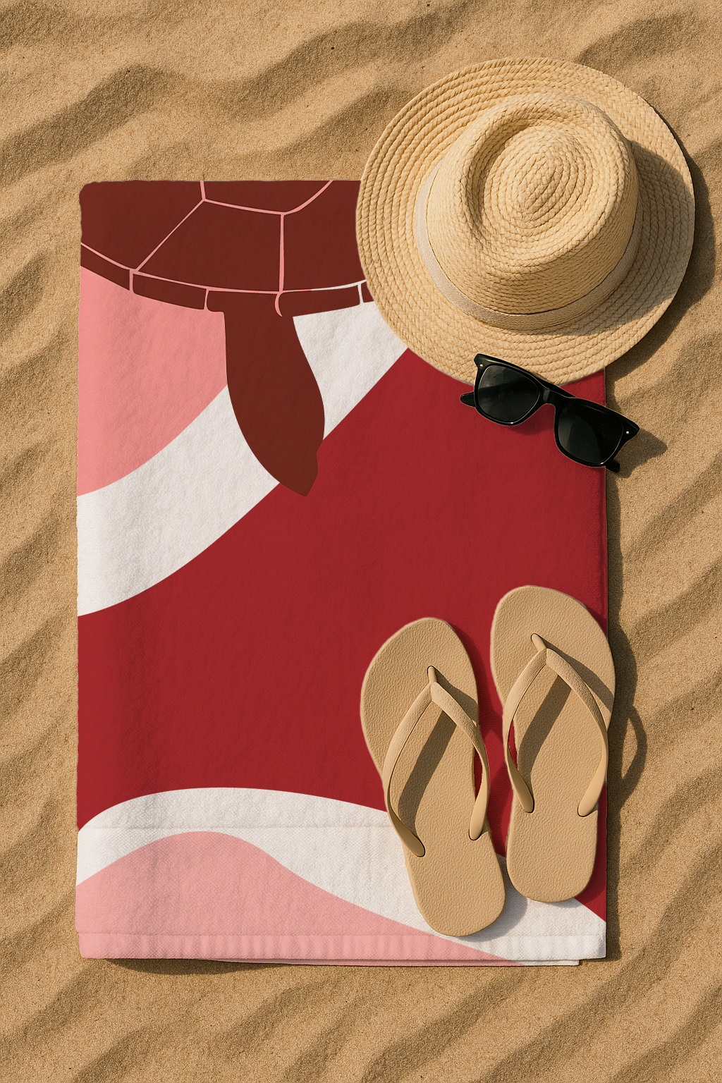 Serviette imprimée tortue bordeau 70 * 150cm