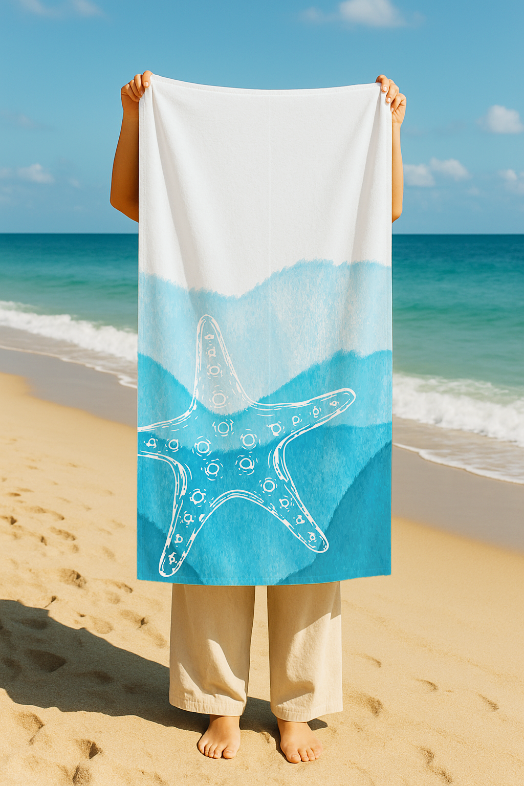 Serviette imprimée étoile bleu 70 * 150cm