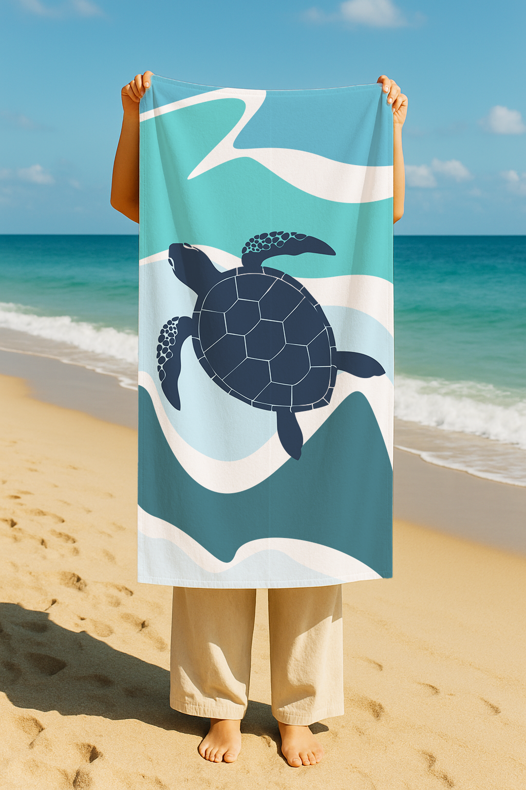 Serviette imprimée tortue bordeau 70 * 150cm