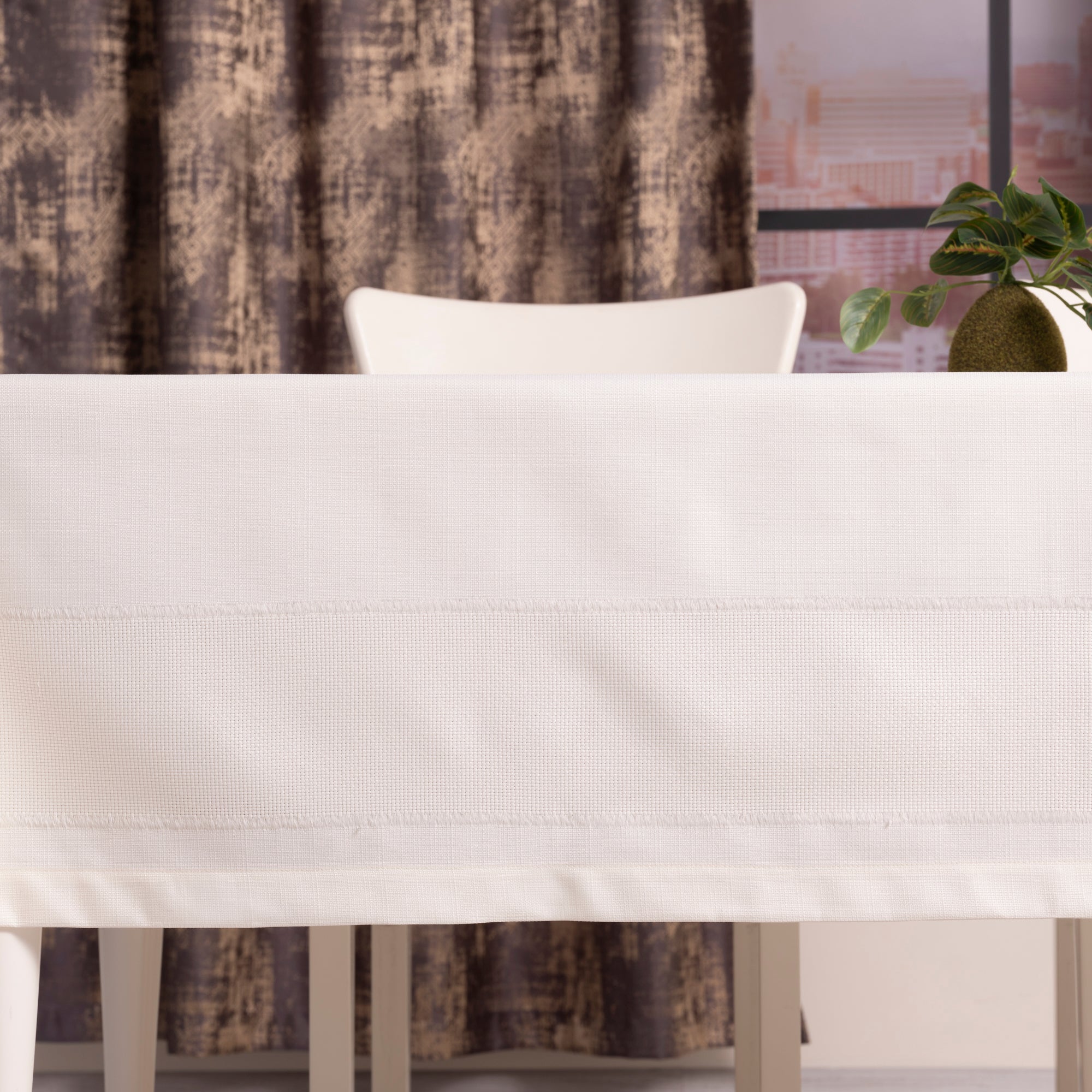 Nappe de table rectangulaire Nora Blanc cassé – 160×220 cm