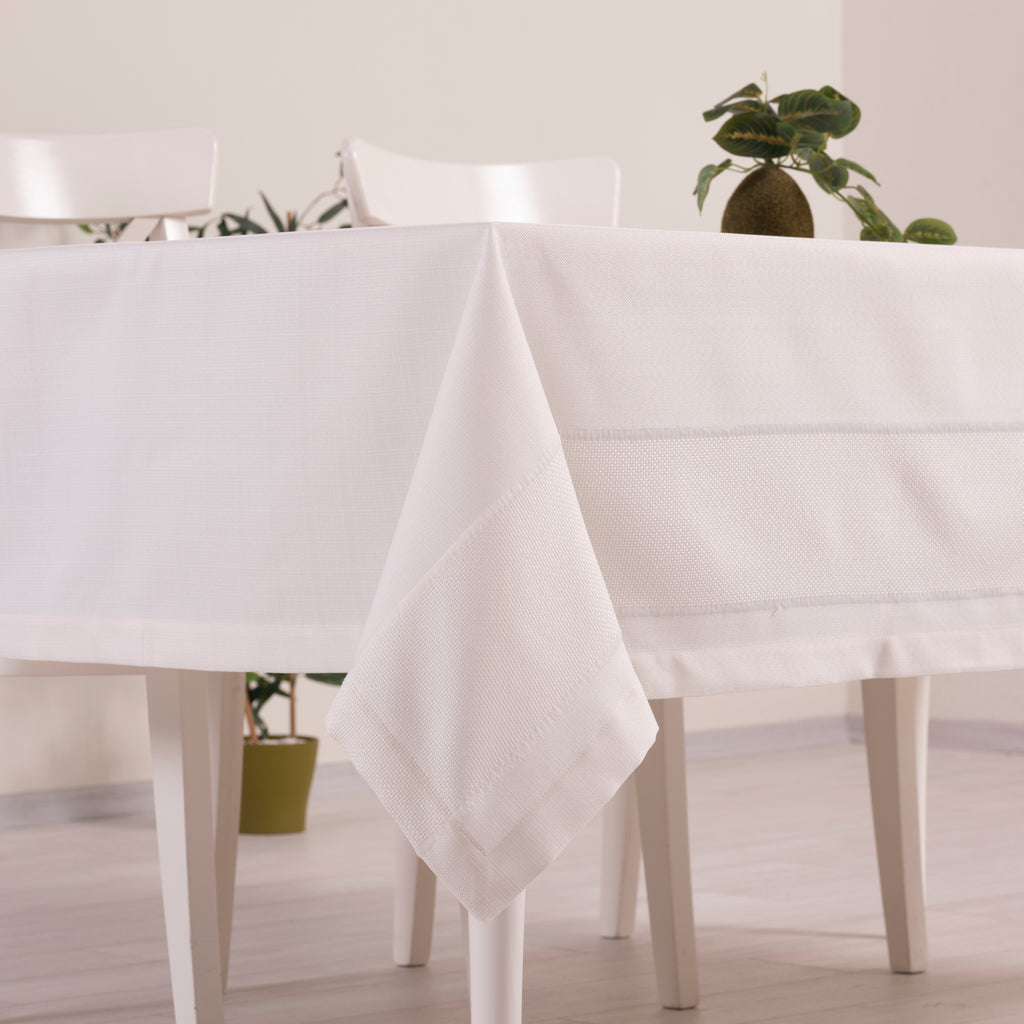 Nappe de table rectangulaire Nora Blanc cassé – 160×220 cm