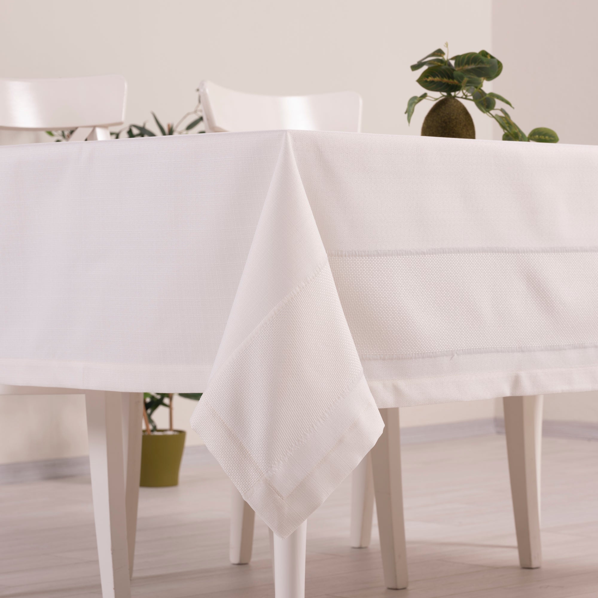 Nappe de table rectangulaire Nora Blanc cassé – 160×220 cm