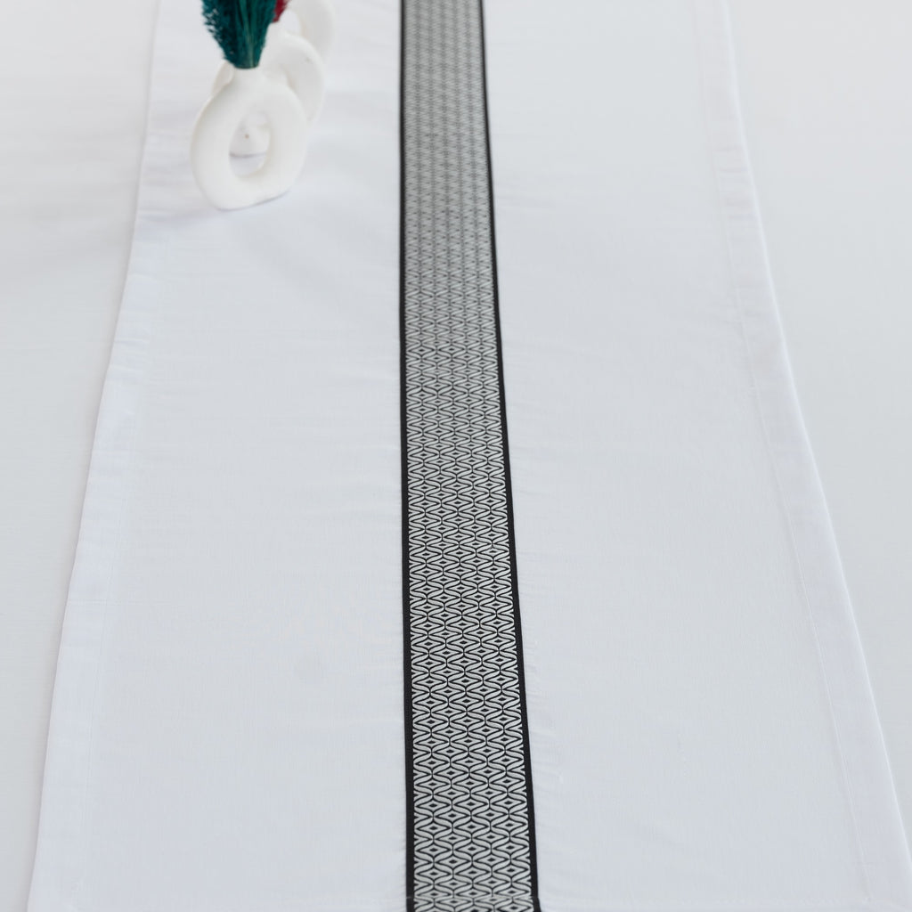 Nappe de table rectangulaire Alba blanc + 2 chemins de table