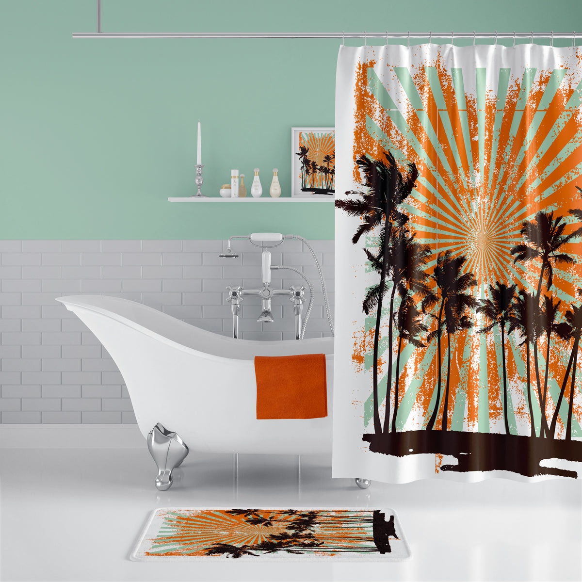 Rideau de Douche Hawaian-Sun Imprimé Imperméable 180 * 200cm Hawaian-SunN