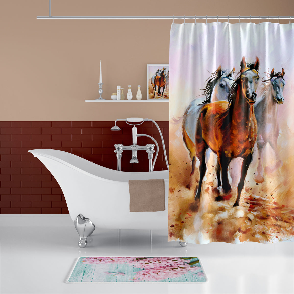 Rideau de Douche HORSE Imprimé Imperméable 180 * 200cm