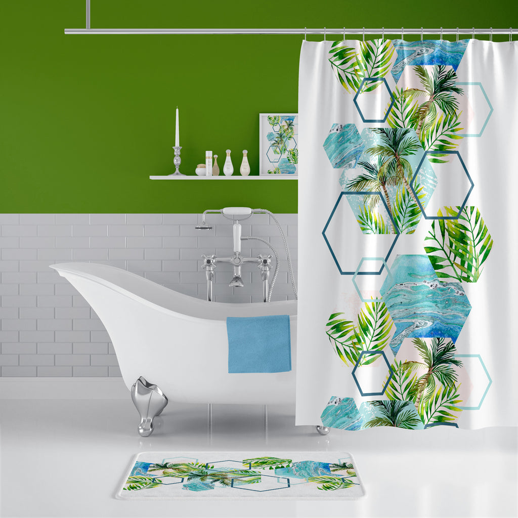 Rideau de Douche Island Imprimé Imperméable 180 * 200cm