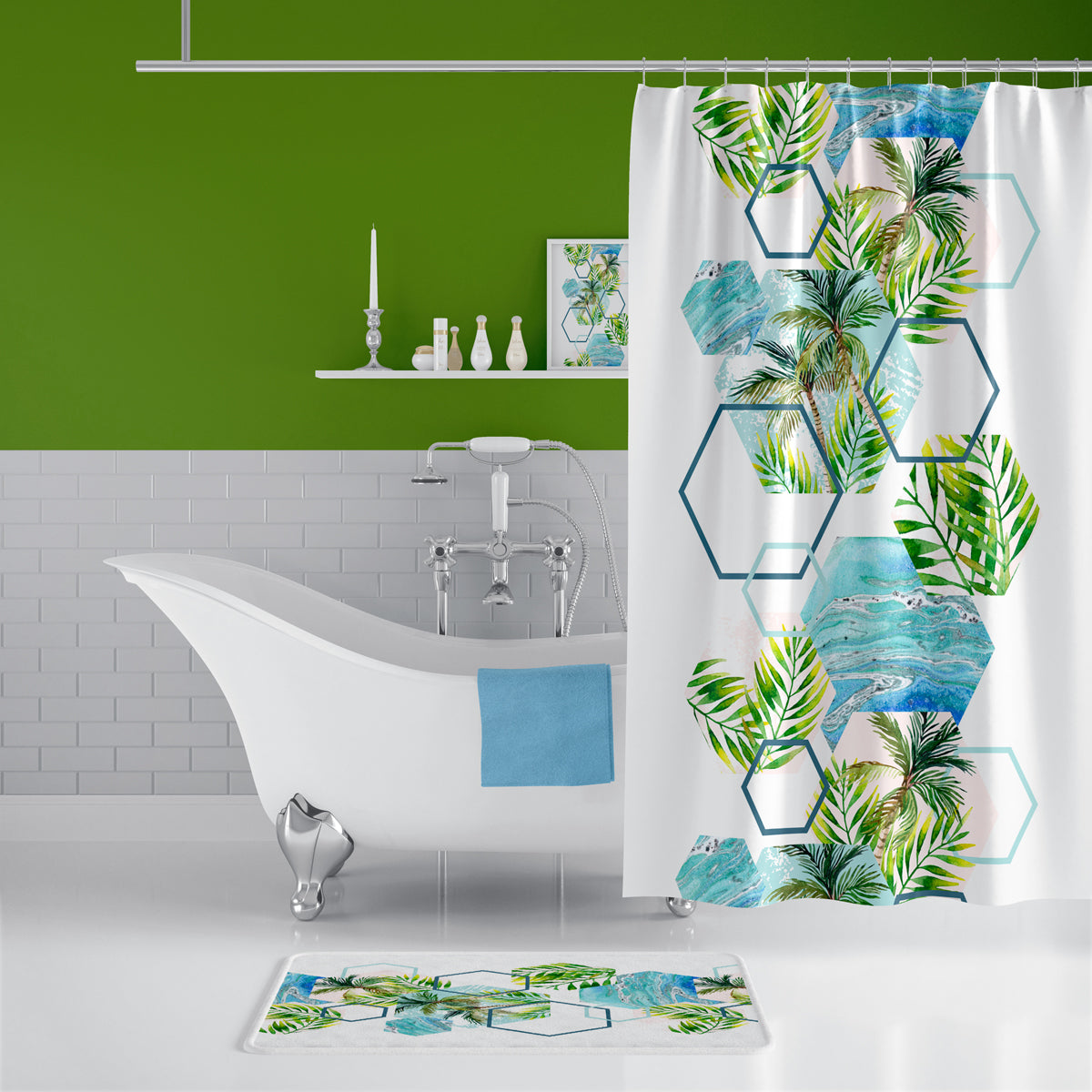 Rideau de Douche Island Imprimé Imperméable 180 * 200cm