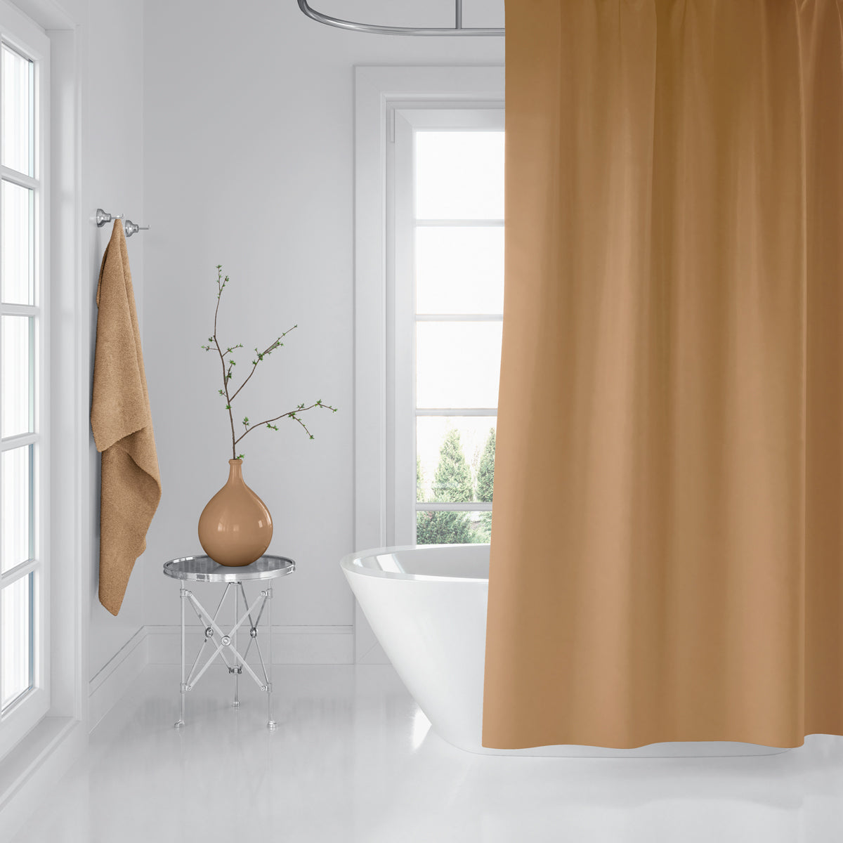 Rideau de Douche Beige Imprimé Imperméable 180 * 200cm