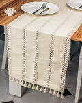 Chemin de table Blanc cassé tricoté en coton mesure 35×145 cm
