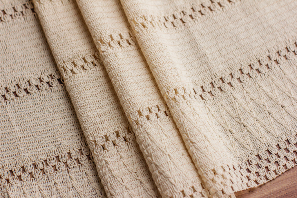 Chemin de table Blanc cassé tricoté en coton mesure 35×145 cm