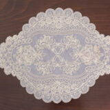 Ensemble de 7 pièces Valonia à Brodé Beige, 6 sous plats 36x52cm + chemin de table 115x38cm