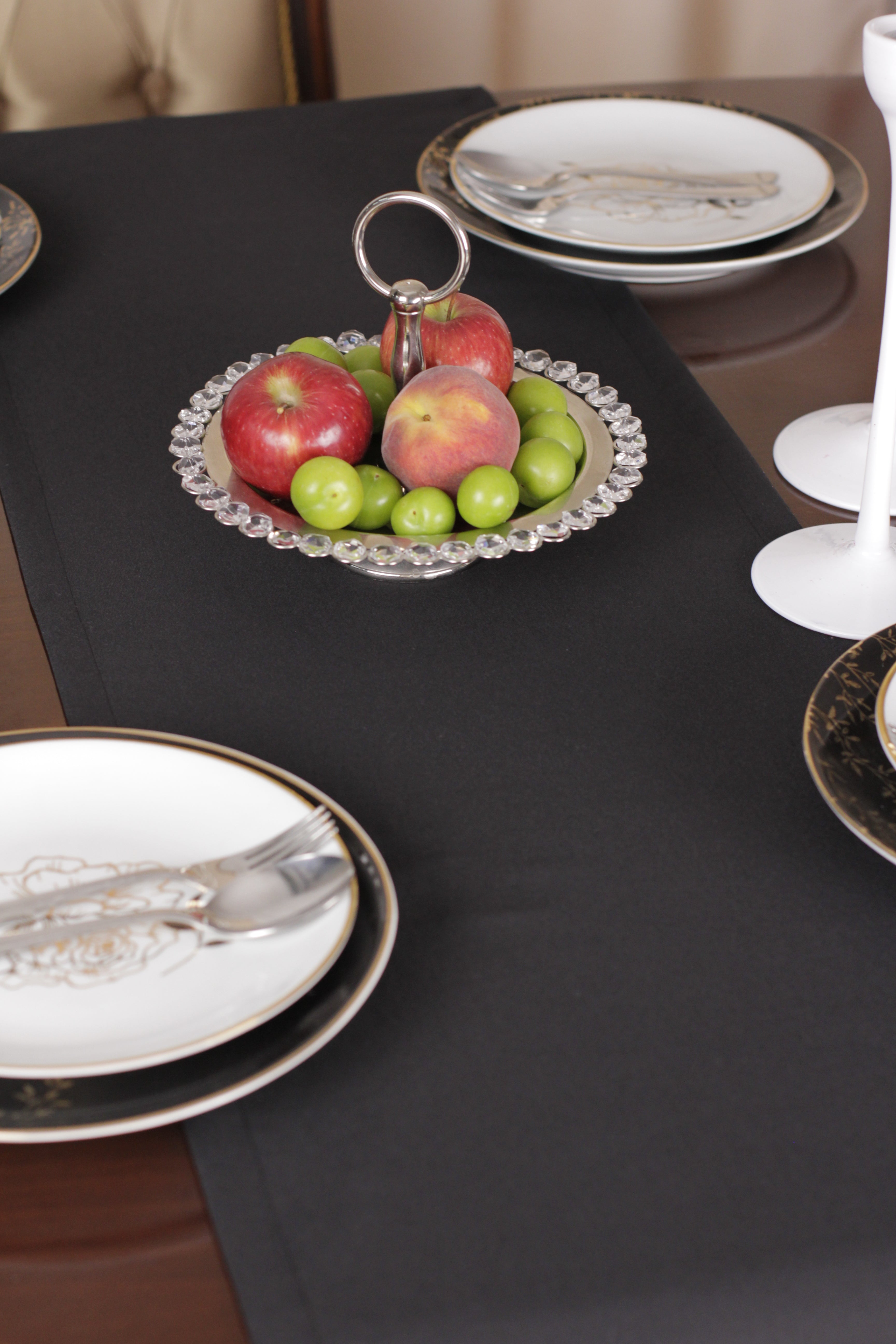 Chemin de table Polycoton Noir 40*140cm