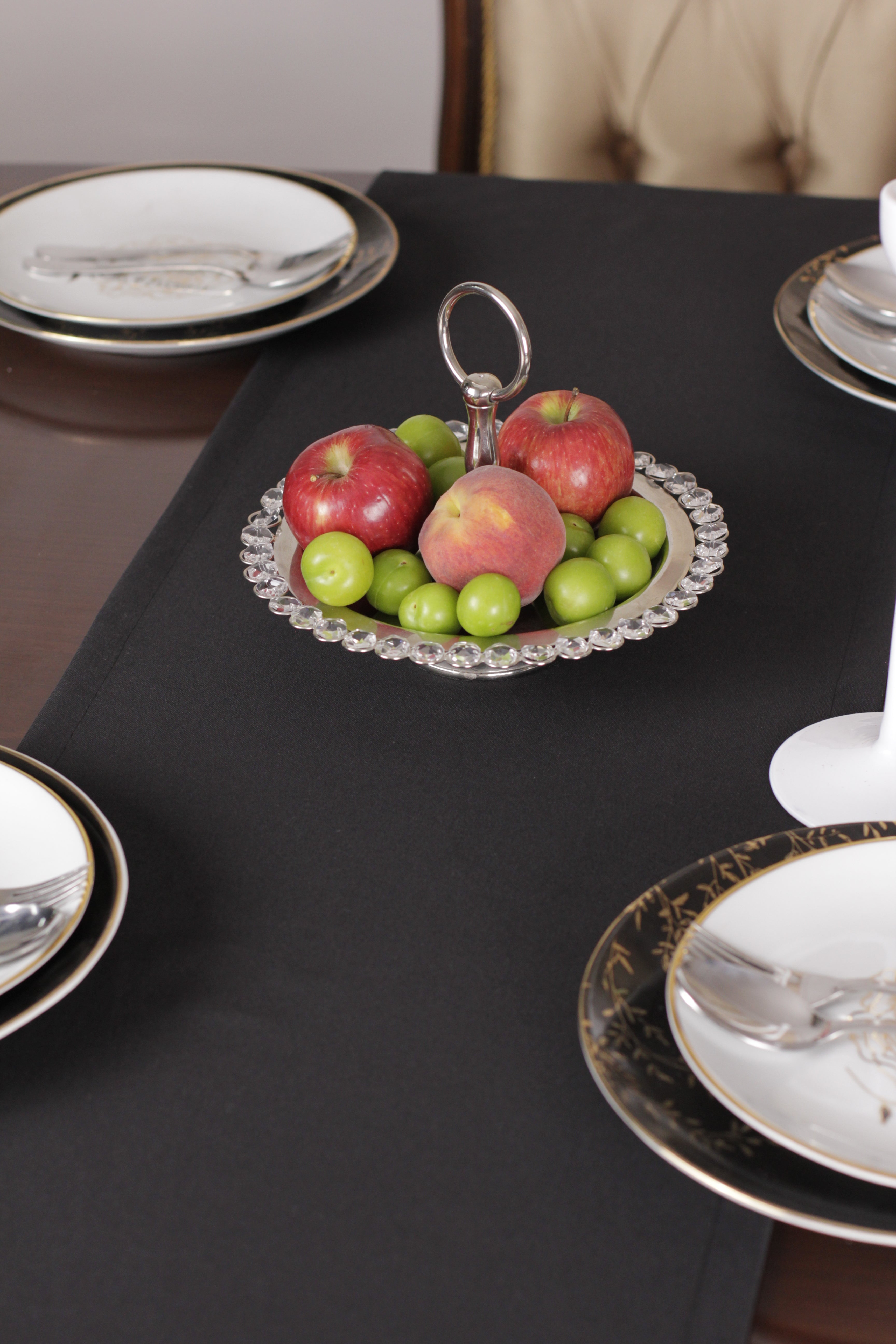 Chemin de table Polycoton Noir 40*140cm