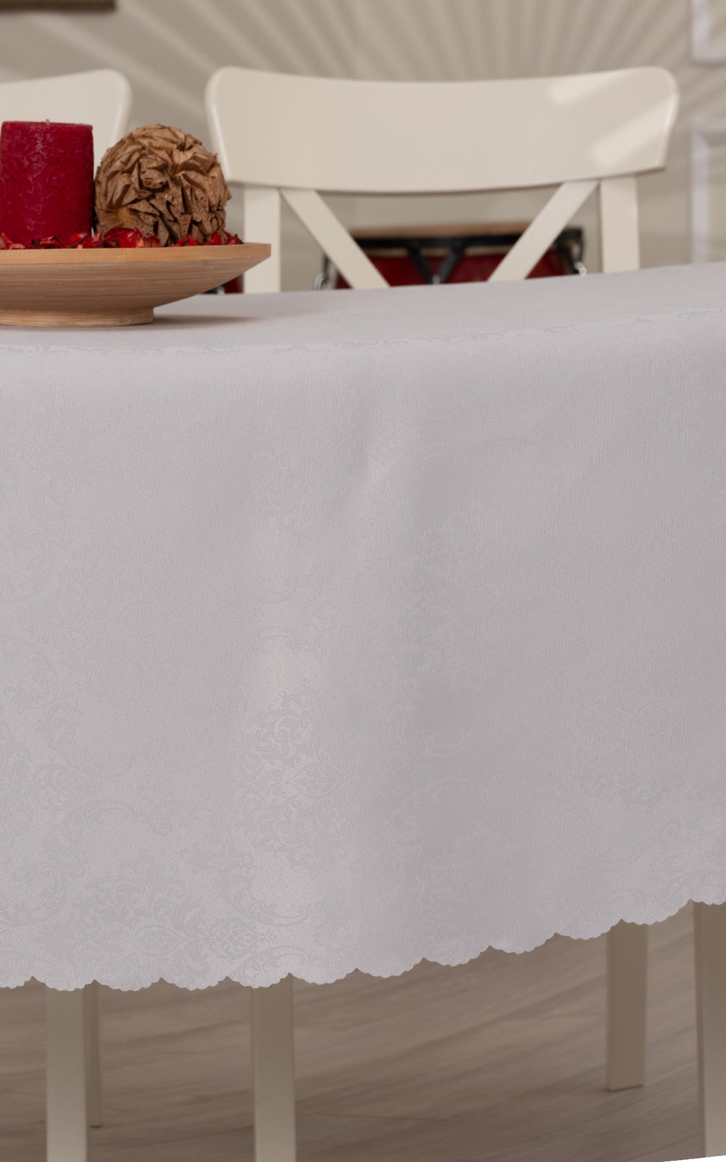 Nappe de table ronde – 160 cm en Jacquard Gris