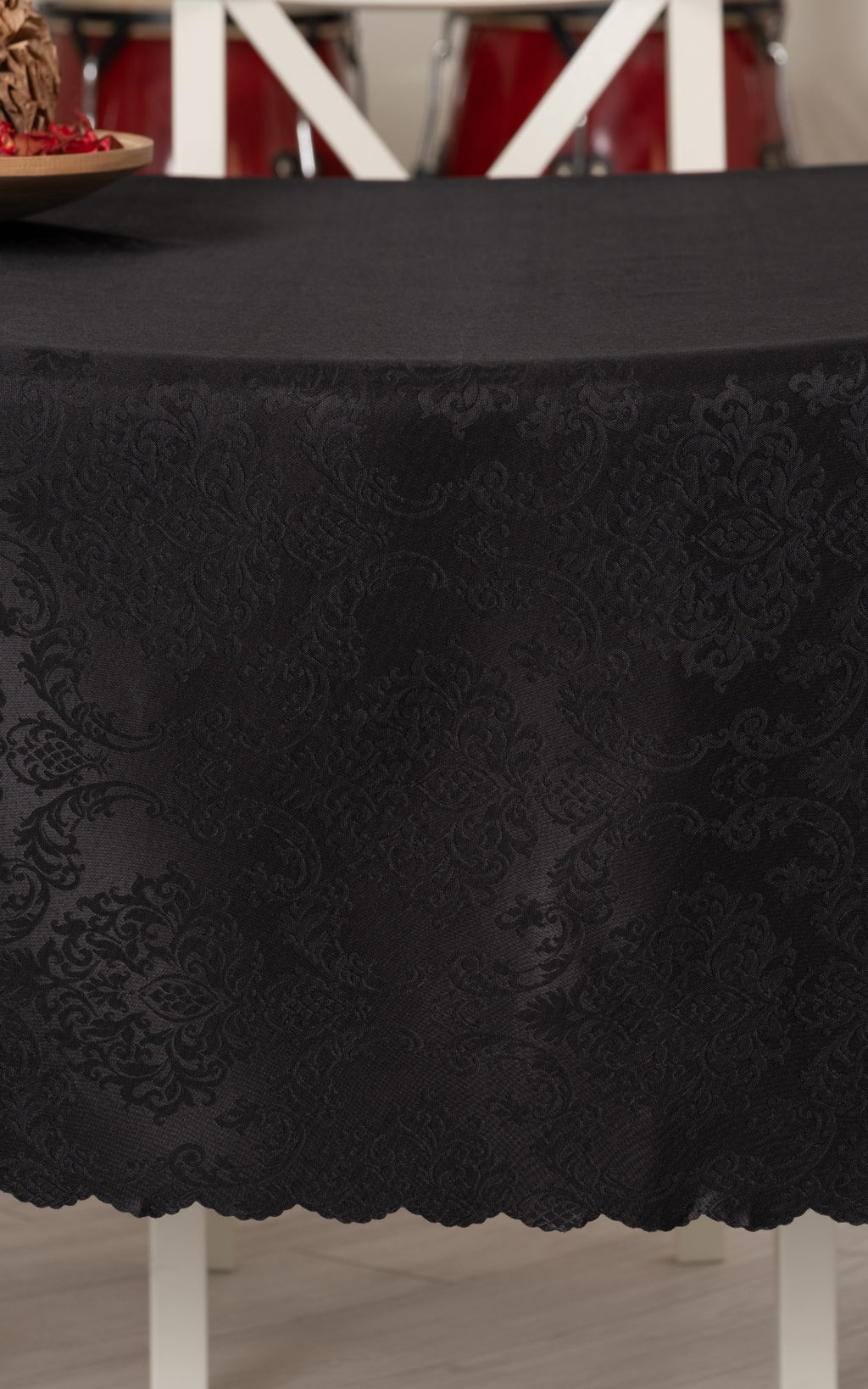 Nappe de table ronde – 160 cm en Jacquard Noir