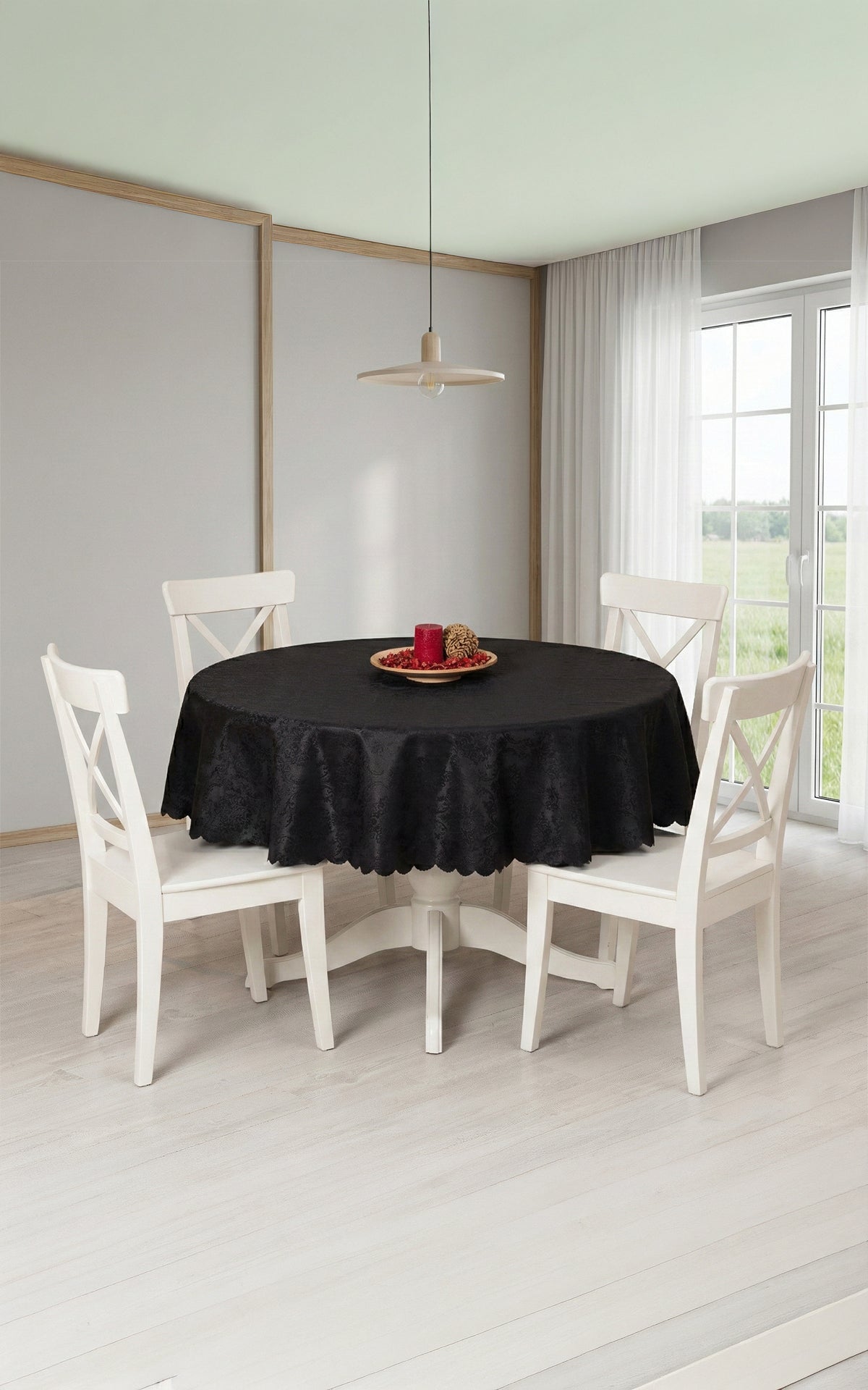 Nappe de table ronde – 160 cm en Jacquard Noir