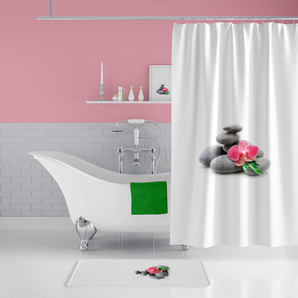 Rideau de Douche Spa Imprimé avec des Pierres imperméable 180 * 200cm