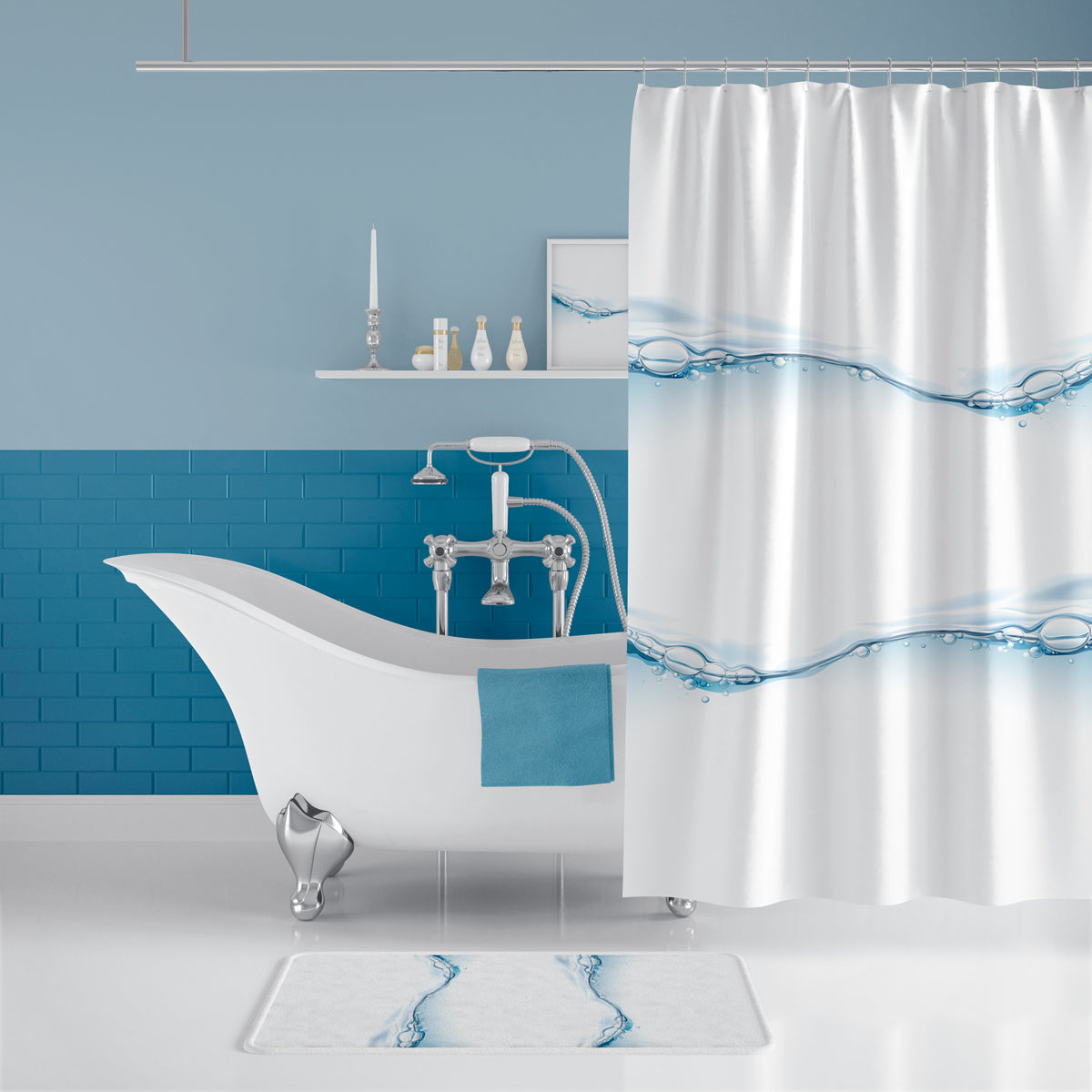 Rideau de douche imprimé water drop imperméable 180 * 200cm