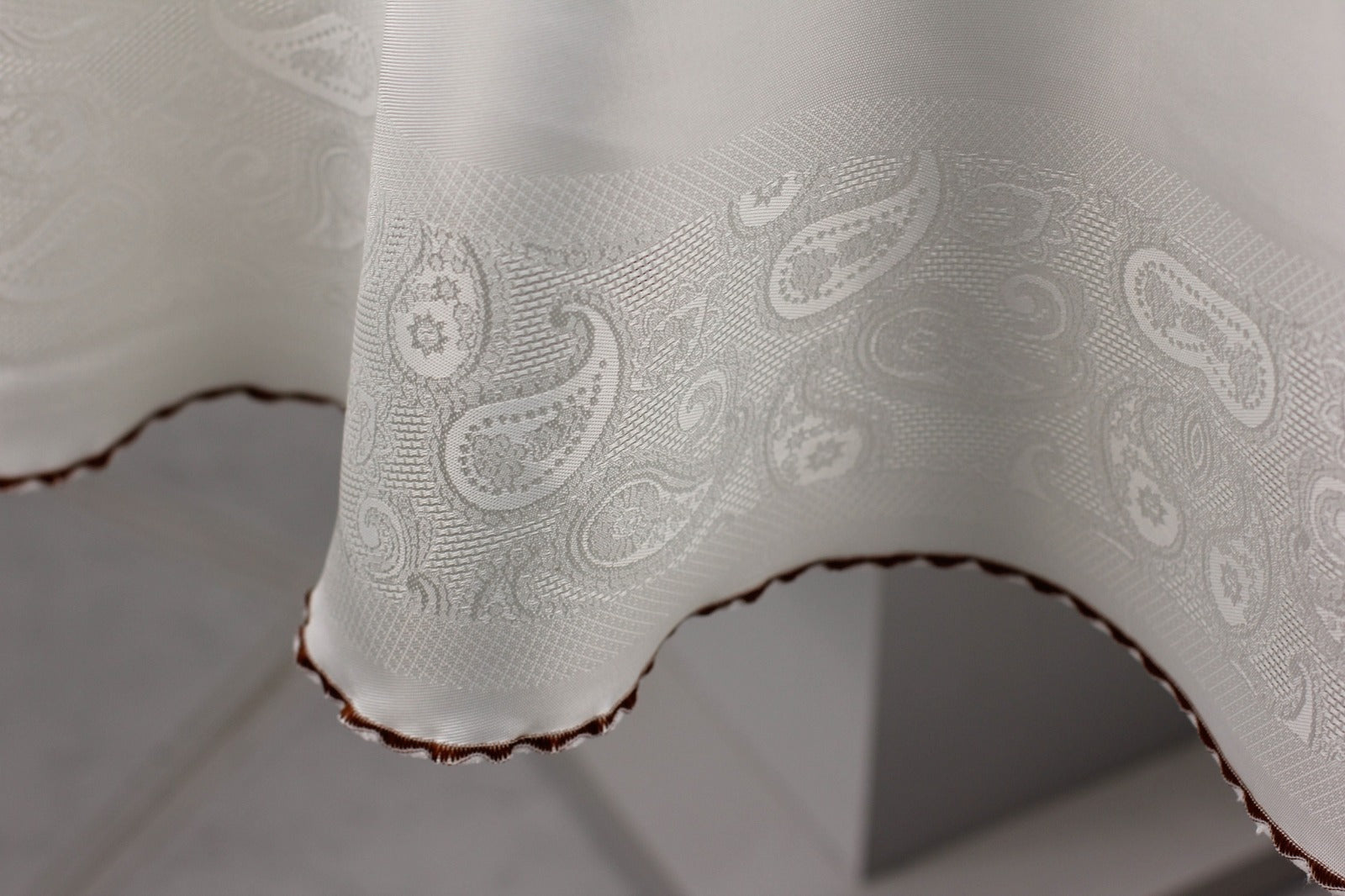 Nappe de Table Ronde Blanc cassé Jacquard 160 cm