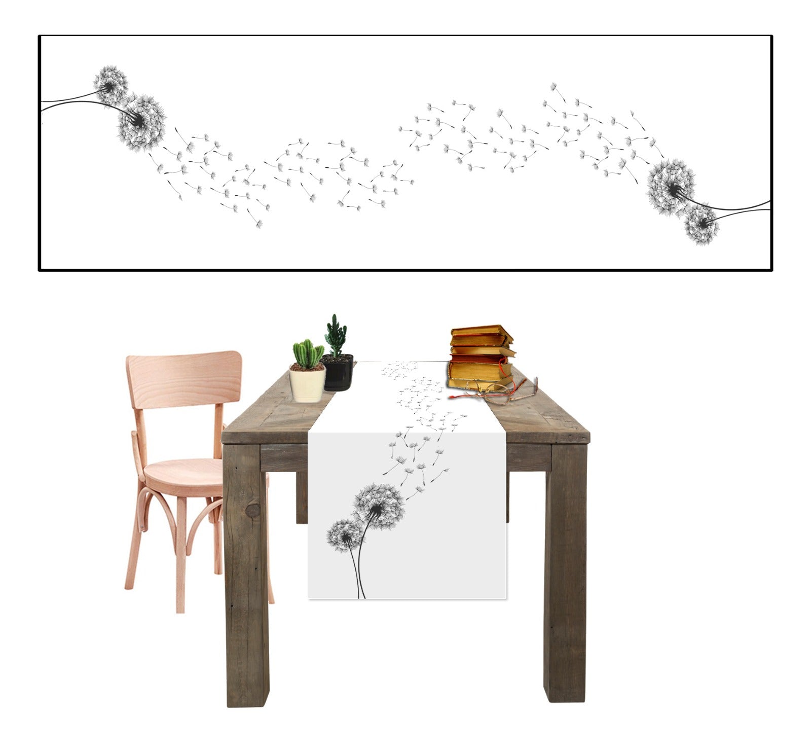 Chemin de Table Imprimé Dandelion 45/150 cm