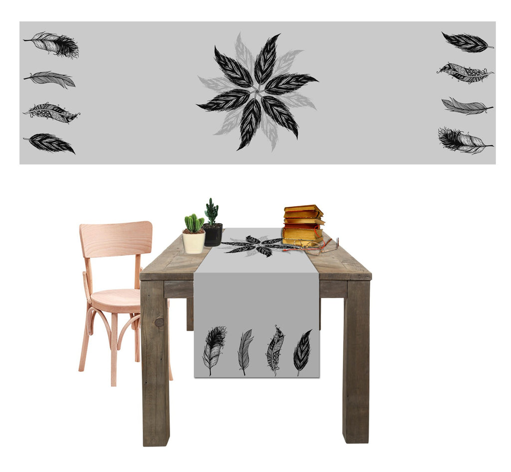 Chemin de Table Imprimé Plume 45/150 cm