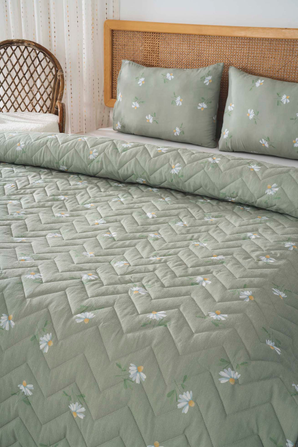 Couette bombée en polycoton yeşil papatya