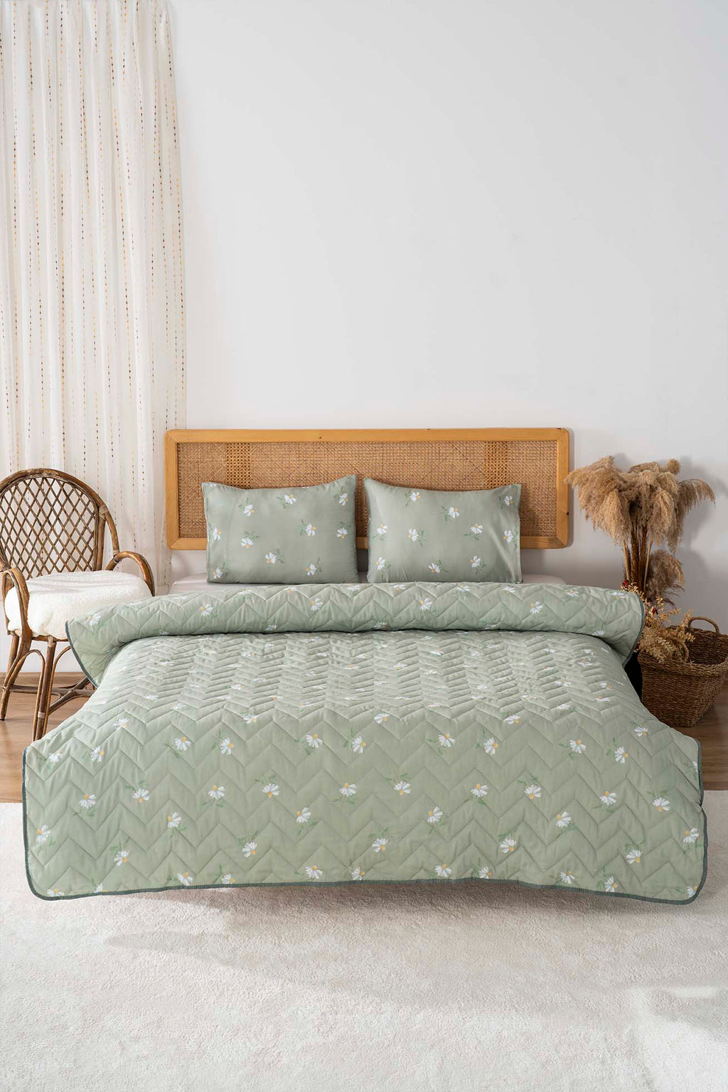 Couette bombée en polycoton yeşil papatya