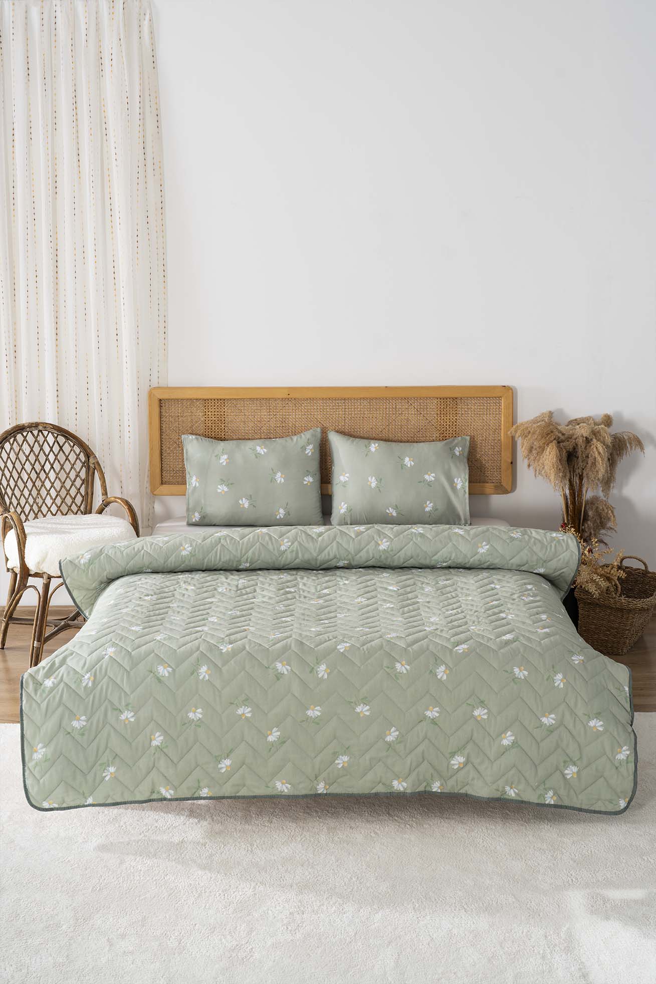 Couette bombée en polycoton yeşil papatya