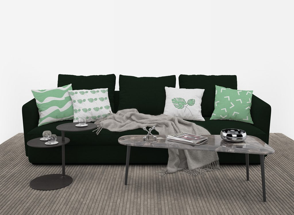 Lot de 4 housses de coussin imprimées, motif feuilles colorées, 40×40 cm