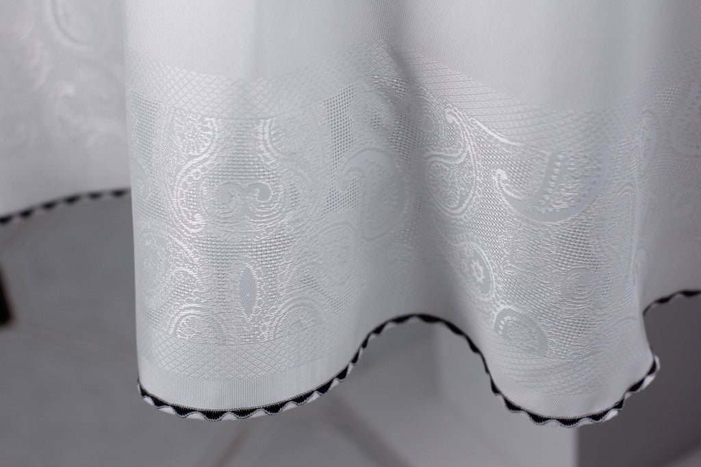 Nappe de Table Ronde Blanc Jacquard 160 cm