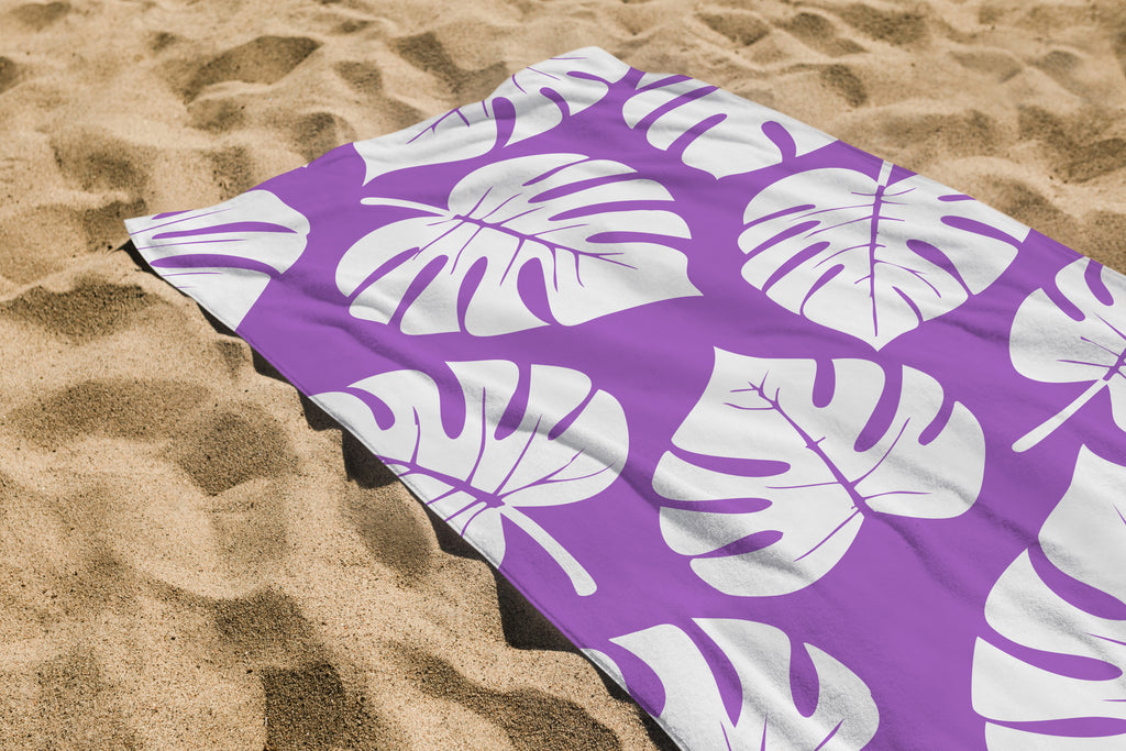 Serviette imprimée feuille mauve 70 * 150cm