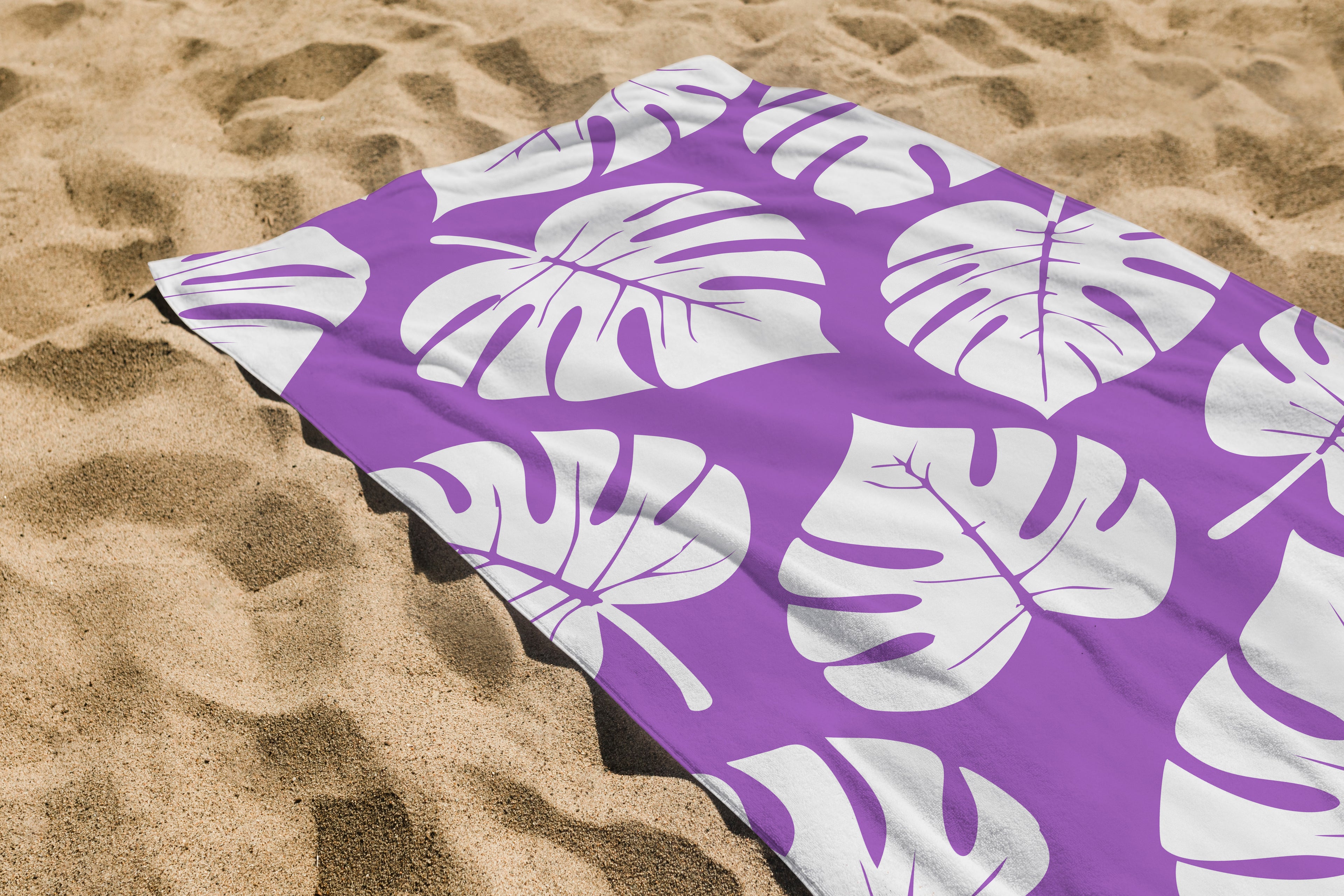 Serviette imprimée feuille mauve 70 * 150cm