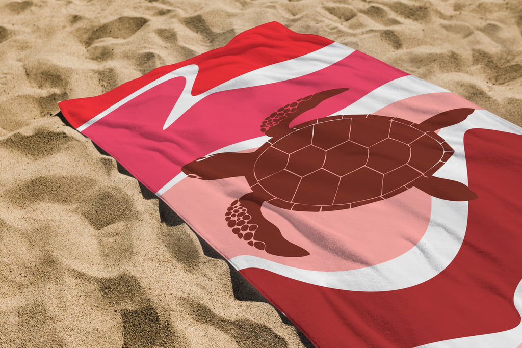 Serviette imprimée tortue bordeau 70 * 150cm